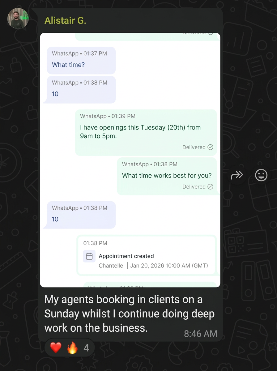 Alistair sharing an automatically booked appointment